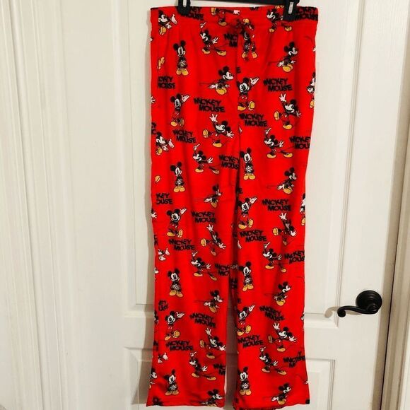New Disney Mickey Mouse Sleep Long Pants For Men Size Large Red Christmas Pants - Picture 6 of 6